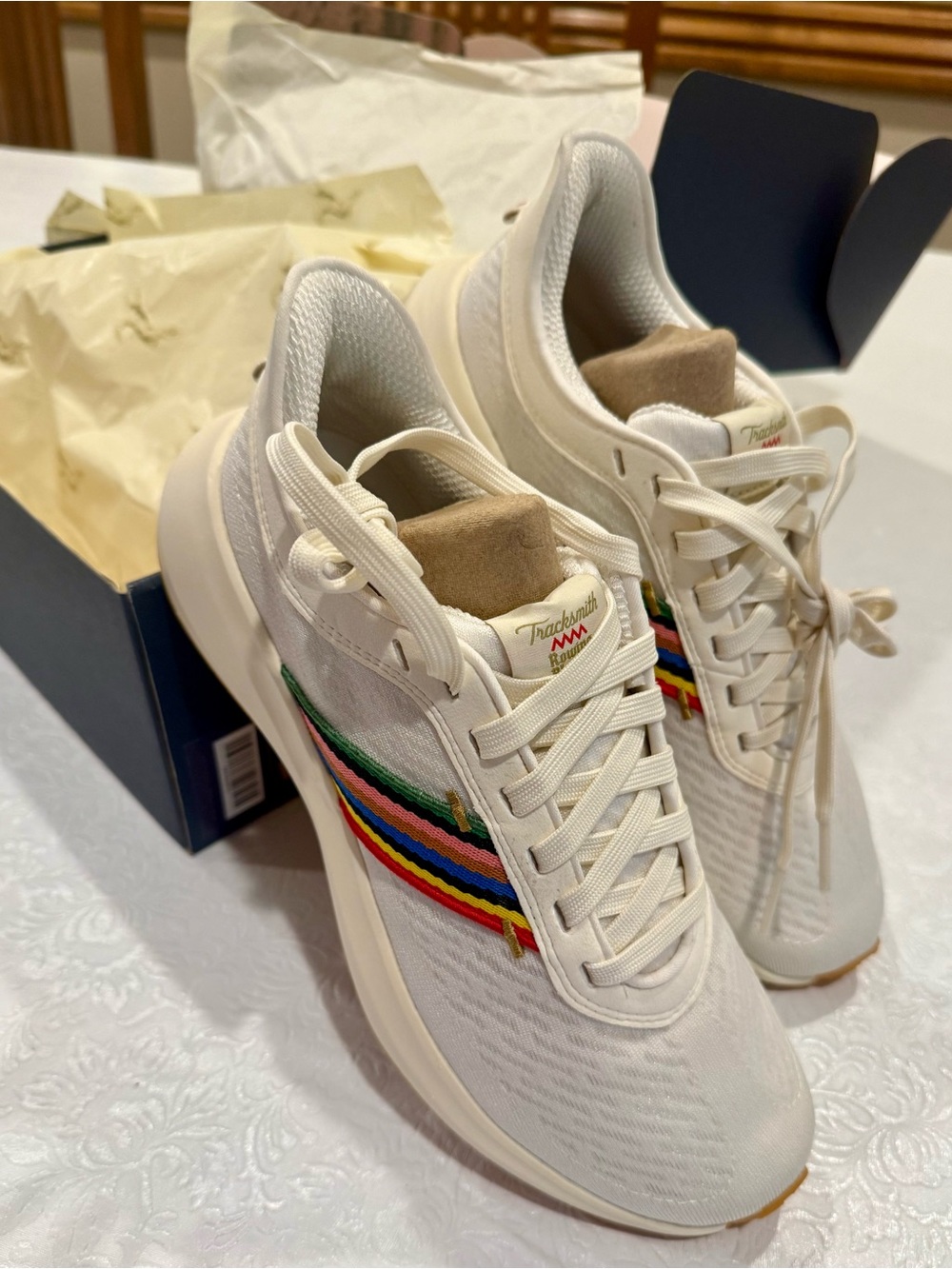 Tracksmith Elliot Runner x Rowing Blazers White w/Multi Color Croquet Stripe